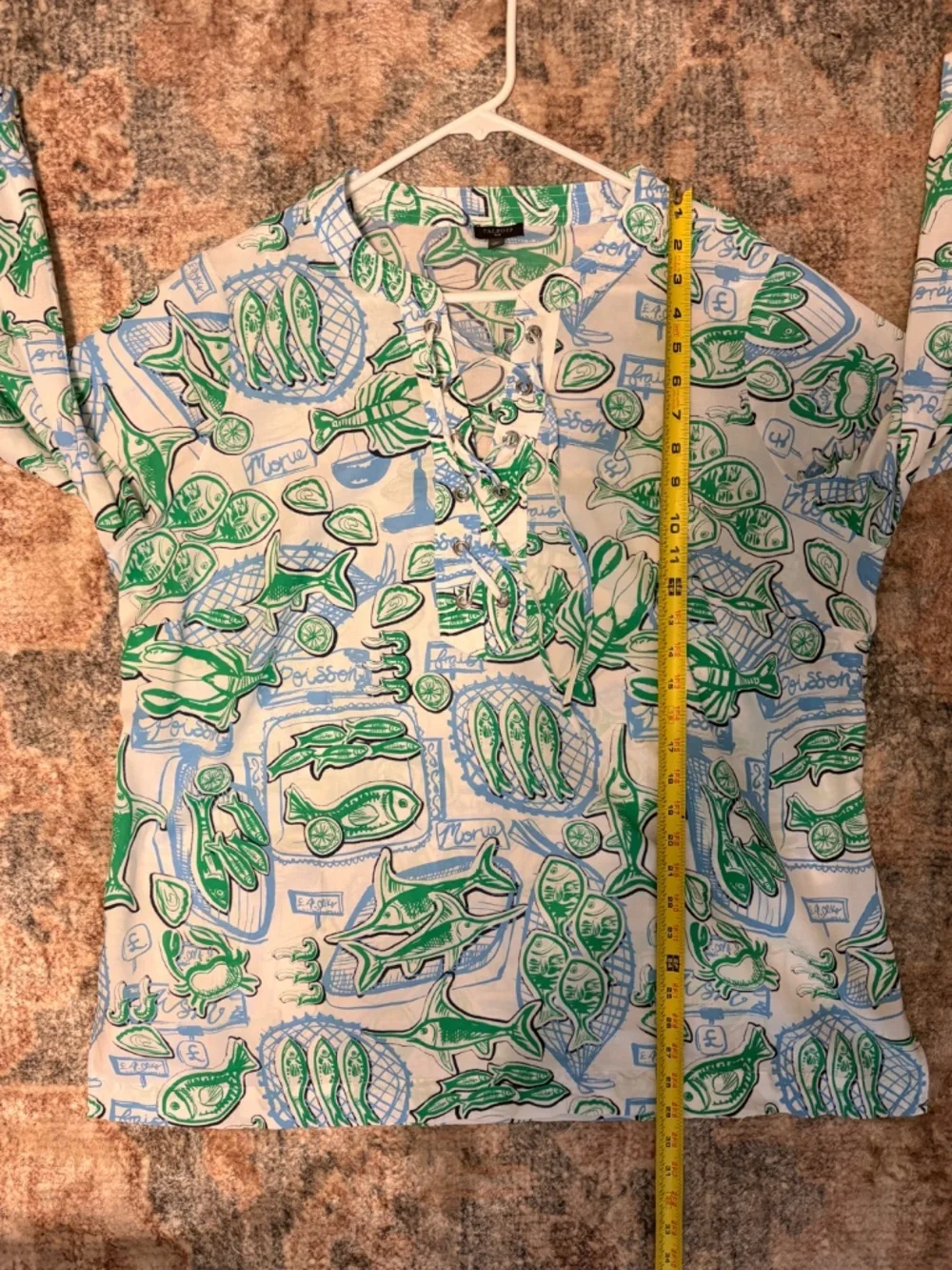 Talbots Women's Plus "Fish Market" Lace-Up Popover Tunic Shirt Top Blouse 1X - Picture 8 of 9